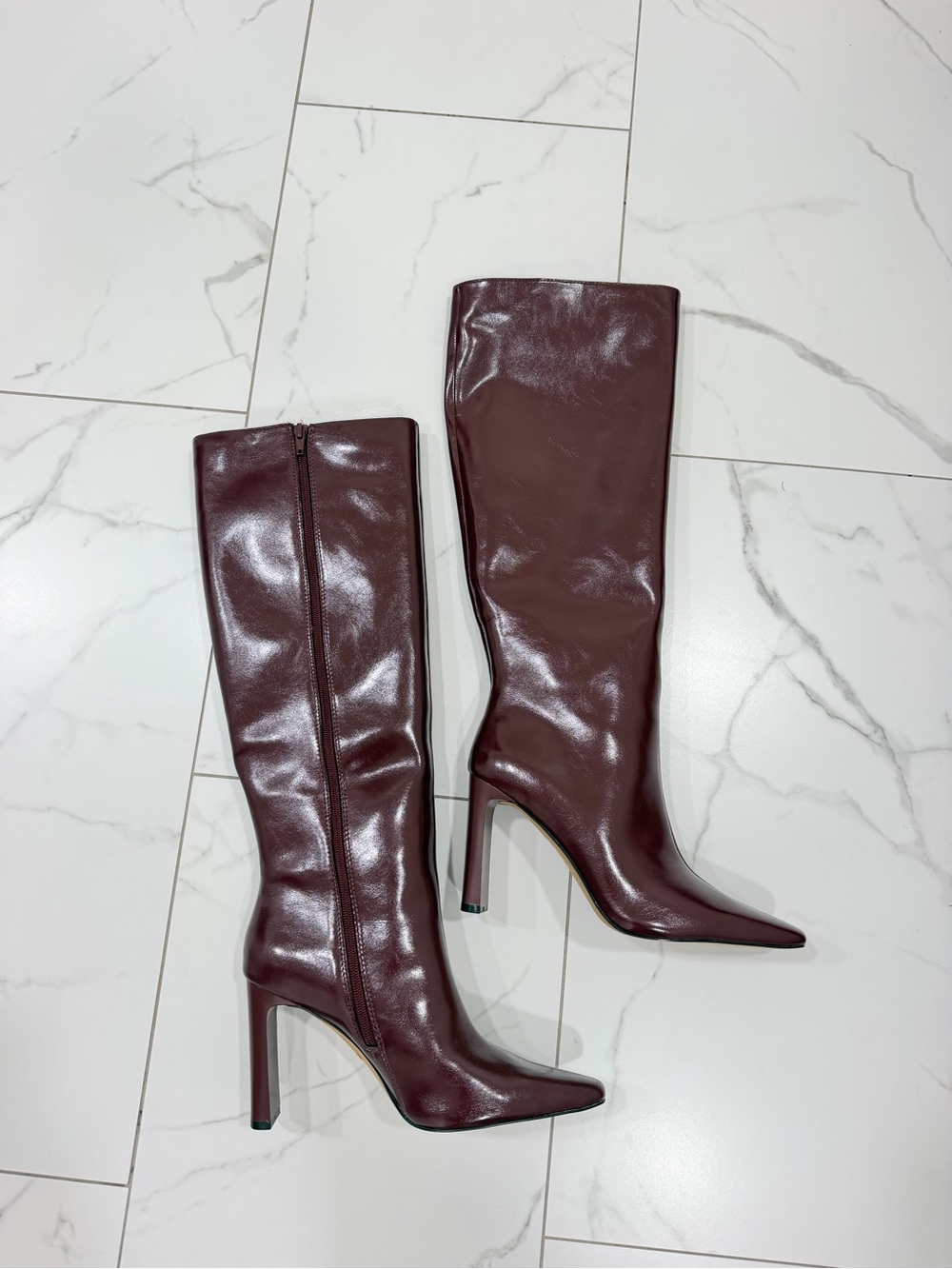 Women's Burgundy Knee-High Pointed Toe Stiletto Boots Aldo